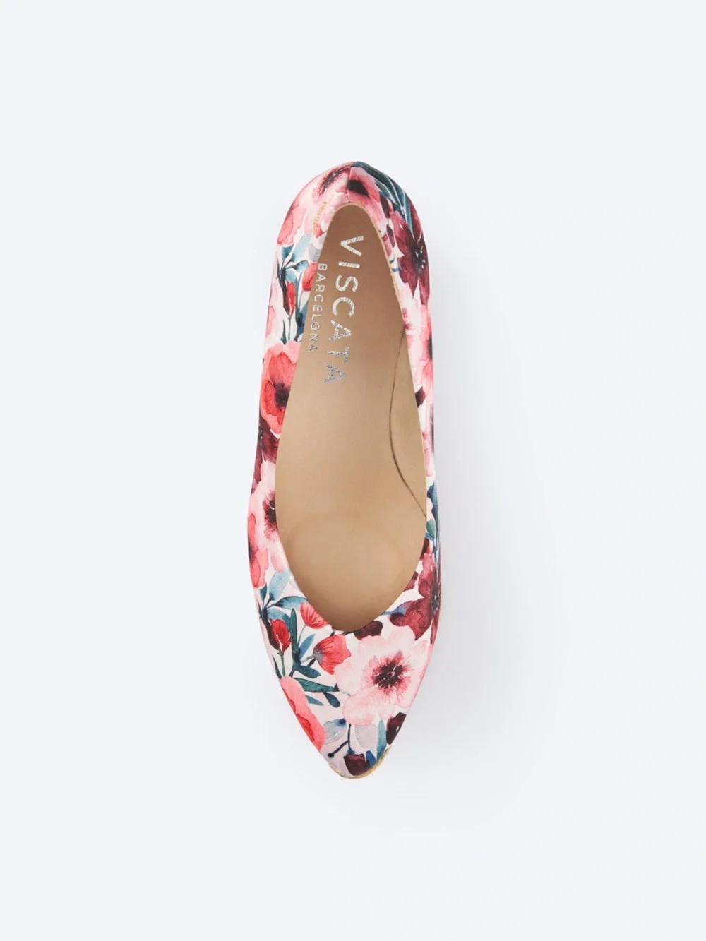 NWOT Viscata Barcelona Red Flowers Wedge Pumps - Pink Multi - size 37